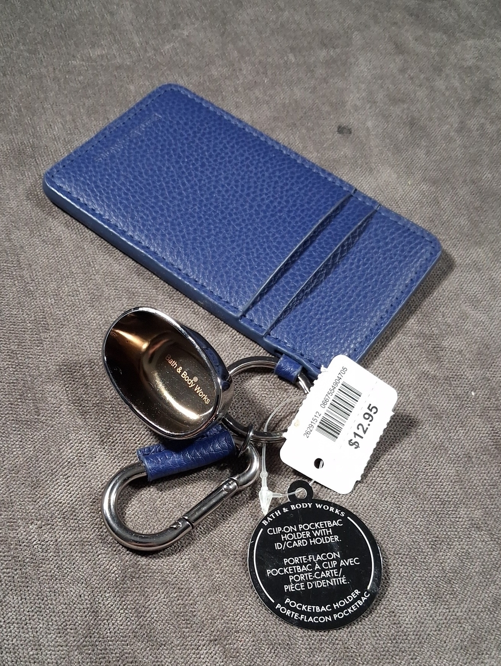 Bath & Body Works Blue Leather Clip on Pocketbac Holder with ID/Card Holder NWT